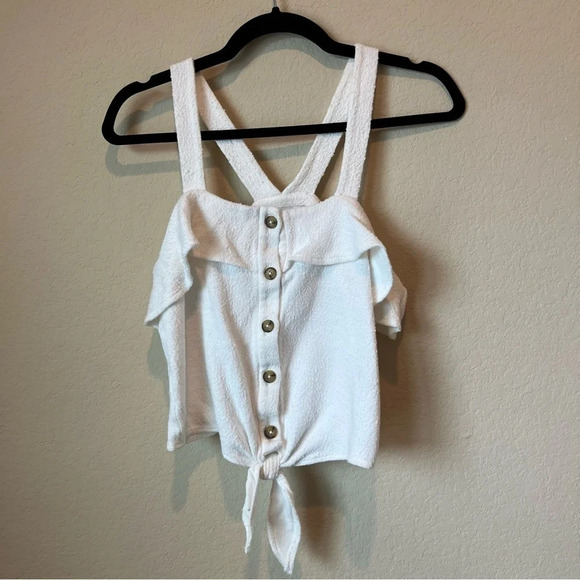 Madewell texture & thread tie front ruffle blouse - Picture 2 of 6